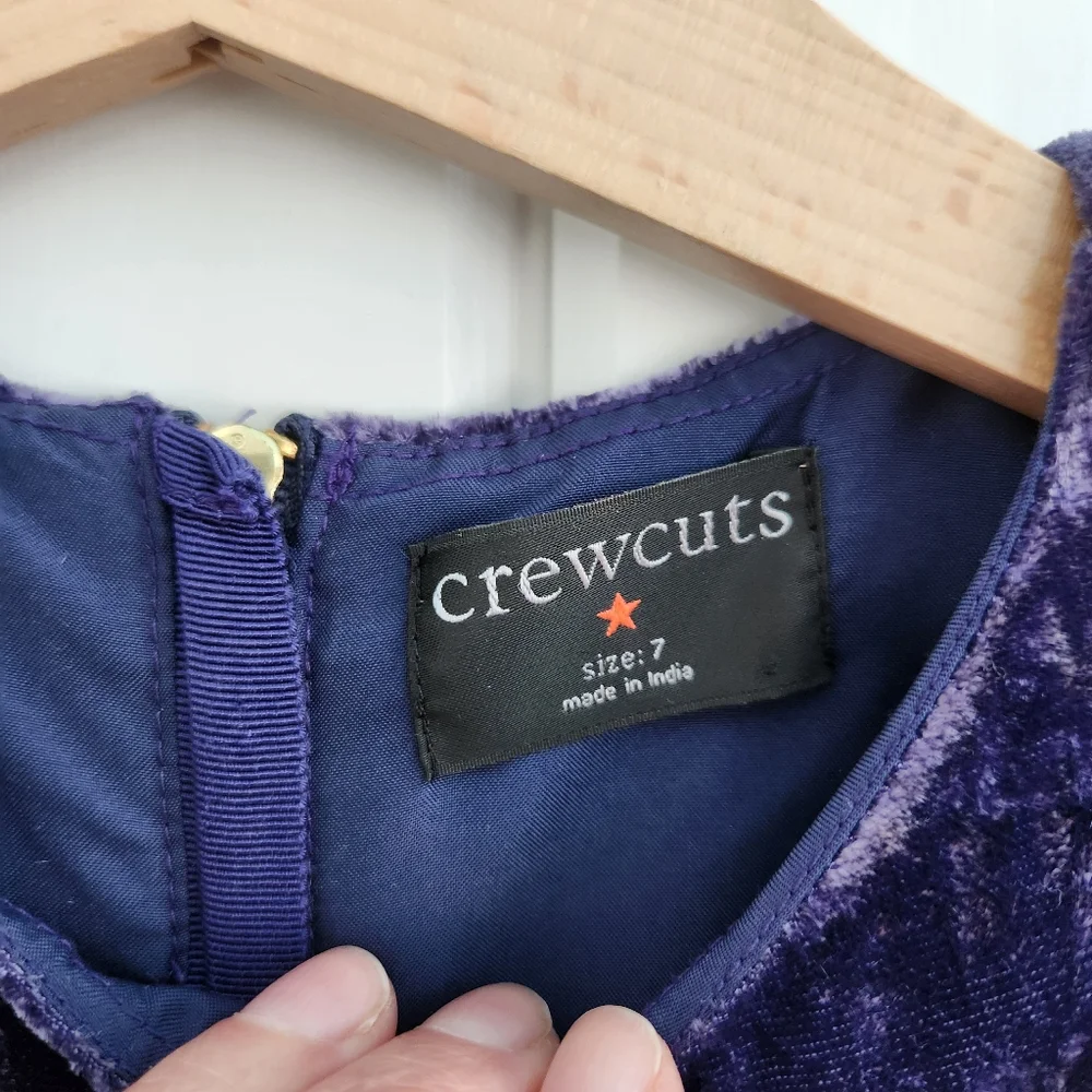 Crewcuts Purple Tiered Velvet Dress Size 7 - Picture 4 of 7